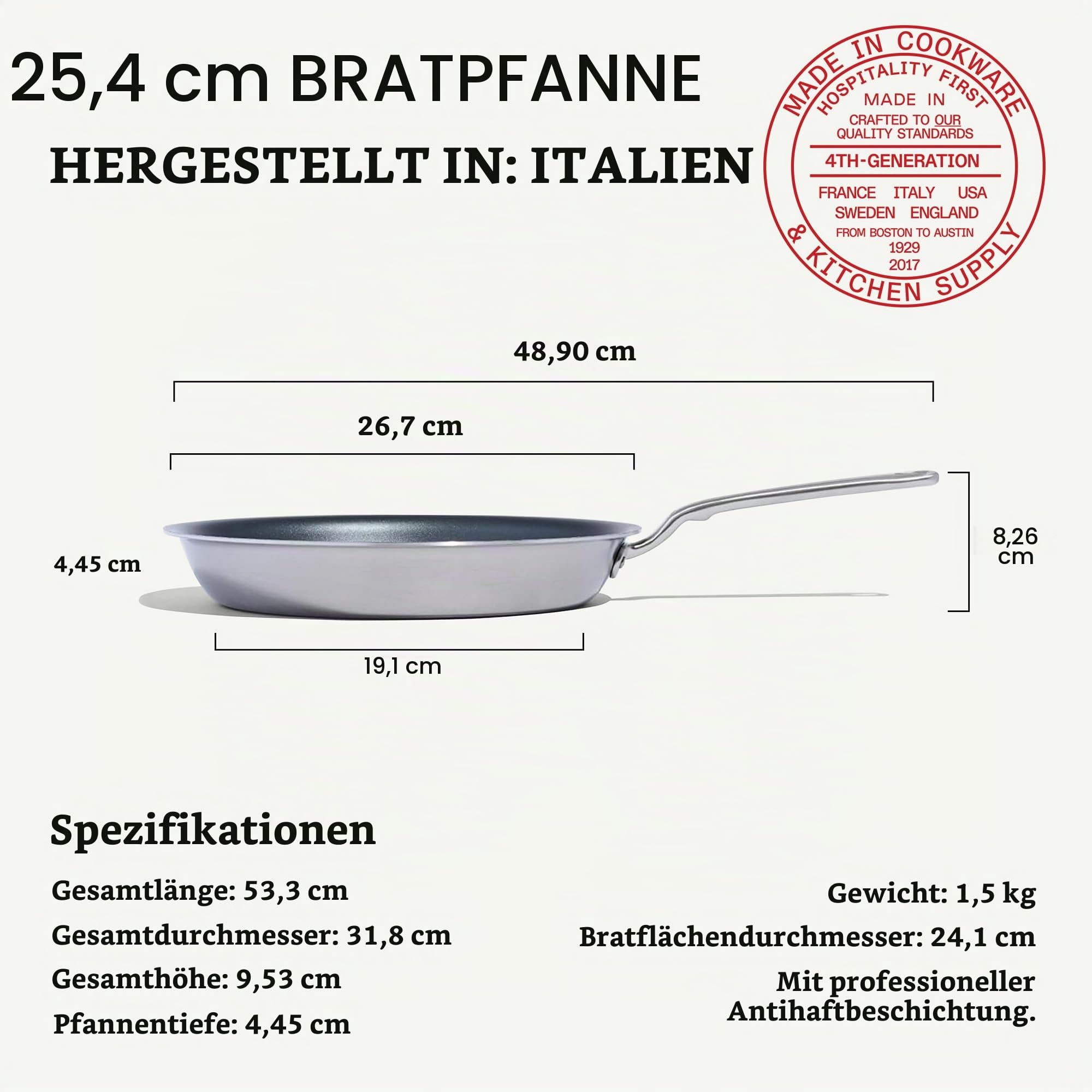 Made In Cookware – 10" Antihaft-Bratpfanne (Graphit) – 5-lagige, Antihaftbeschichtete Edelstahlpfanne – Professionelles Kochgeschirr – Induktionskompatibel