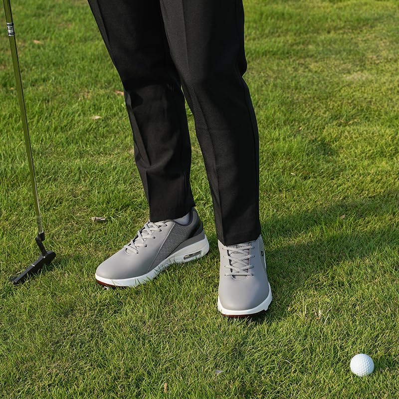 FENLERN Golf Shoes Men, Spiked, Waterproof Leather Upper, Cushioning F006 - Image 2