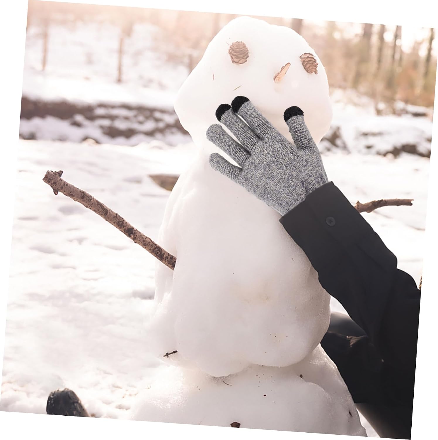 Mikikit Heating Knitting Gloves USB Fingerless Gloves Hand Warmers for Outdoor for Touchscreen