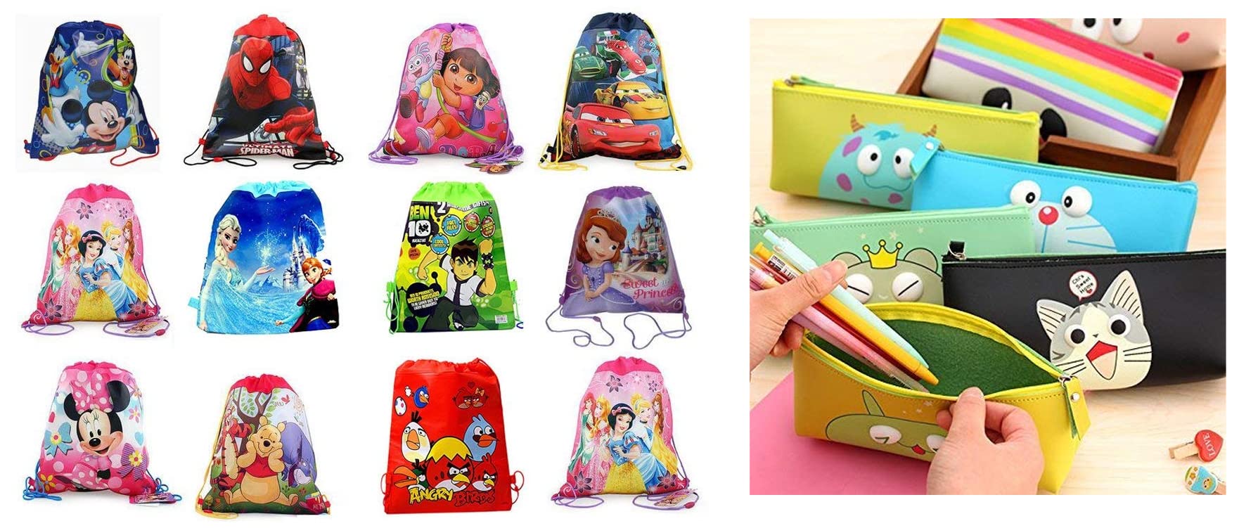 JIADA Return Gifts Set of Cartoon Printed Kids Haversack Bags & Return Gifts for Kids Birthday Party in Bulk Utility Cum Pencil Pouches- (Silicon Cartoon Pencil Pouch Stationery Case Pack of 6) (B09SZ25C51) Amazon Price History, Amazon Price Tracker