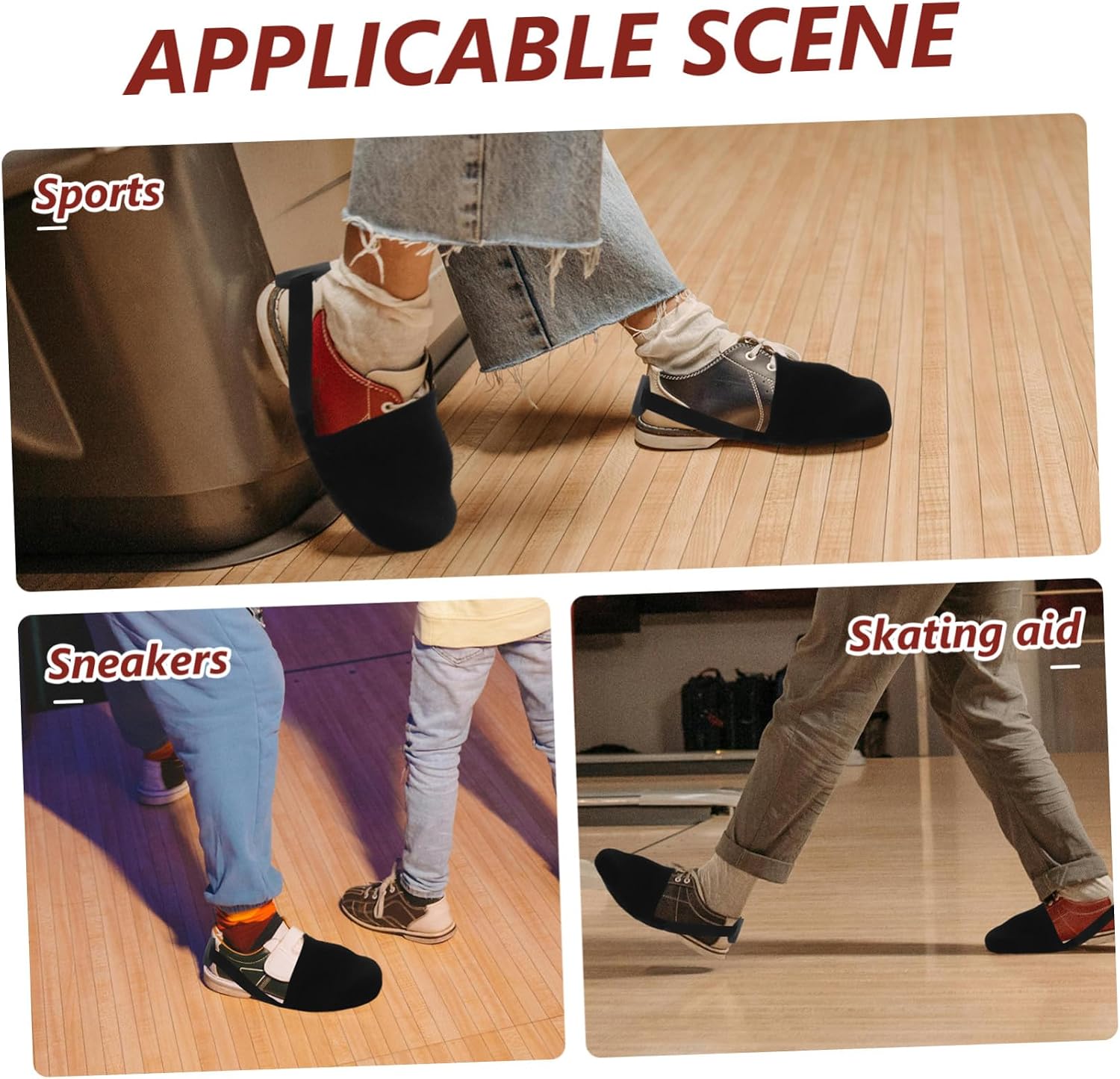 Mikinona Bowling Shoe Covers with Elastic Band Non-Slip Sliding Shoe Covers for Bowling Practice and Flexible for Men and Women Black