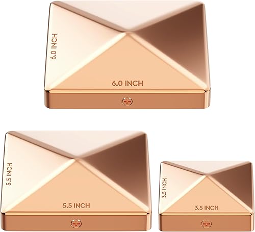 Miniatura 2 de Tapa de poste de pirámide de cobre macizo para postes de madera de 4 x 4 (3.5 x 3.5 pulgadas), cubierta de cobre real de calibre 20 de 0.031 in y