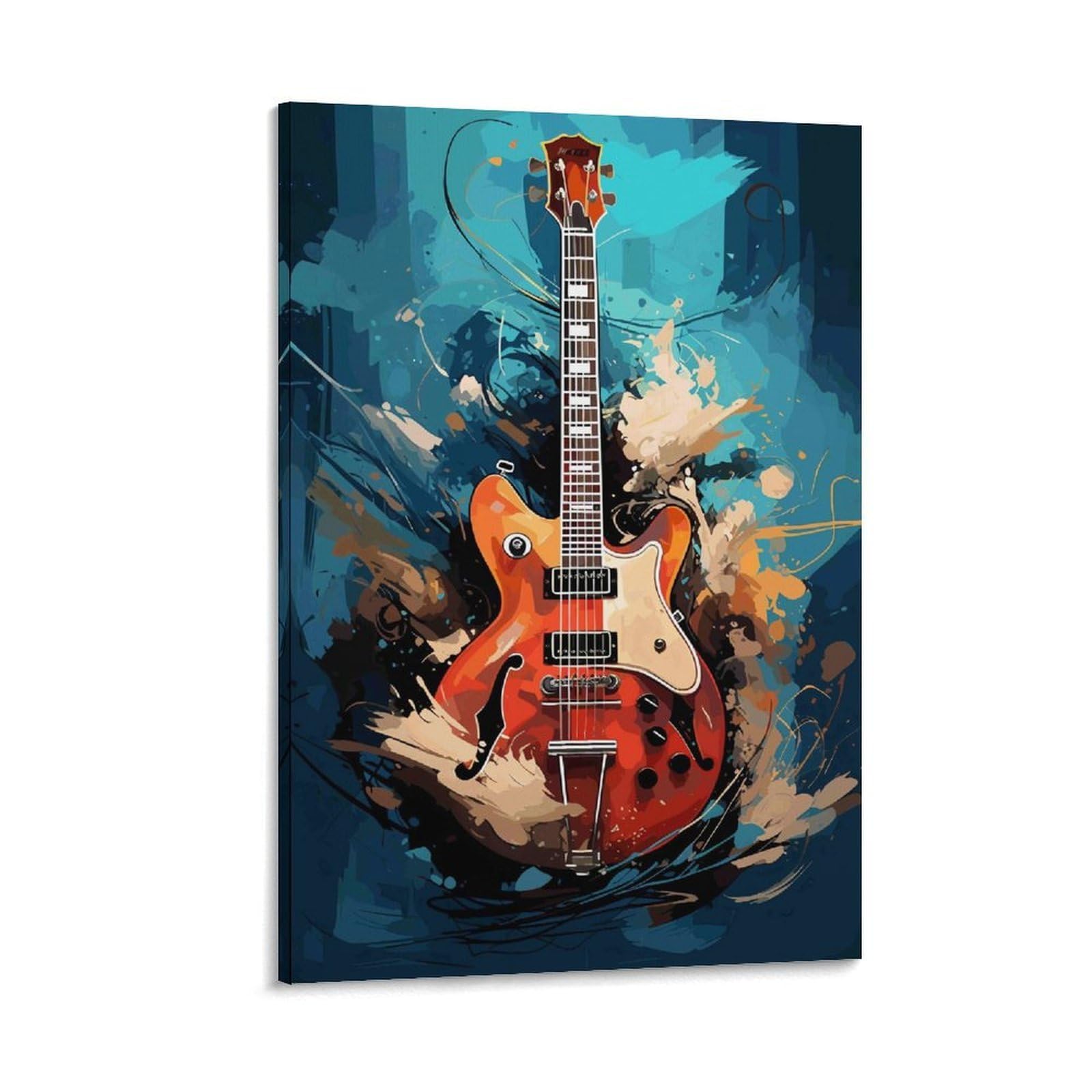DHBANEIOK Electric Guitar Art Poster Artwork Giclee Canvas Prints Modern Wall Art Picture Wall Hanging for Bedroom Living Room Decor 20x30inch(50x75cm)