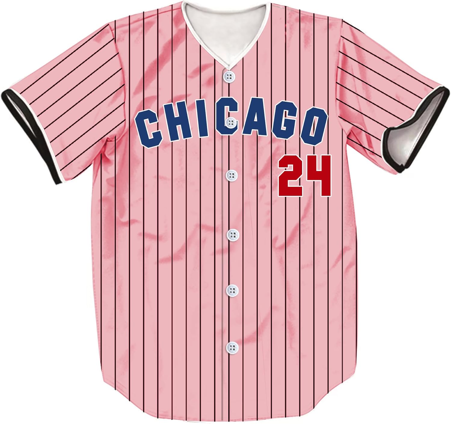 5/17/50 Stripes Baseball Jersey Short Sleeve Button Shirts for Fans