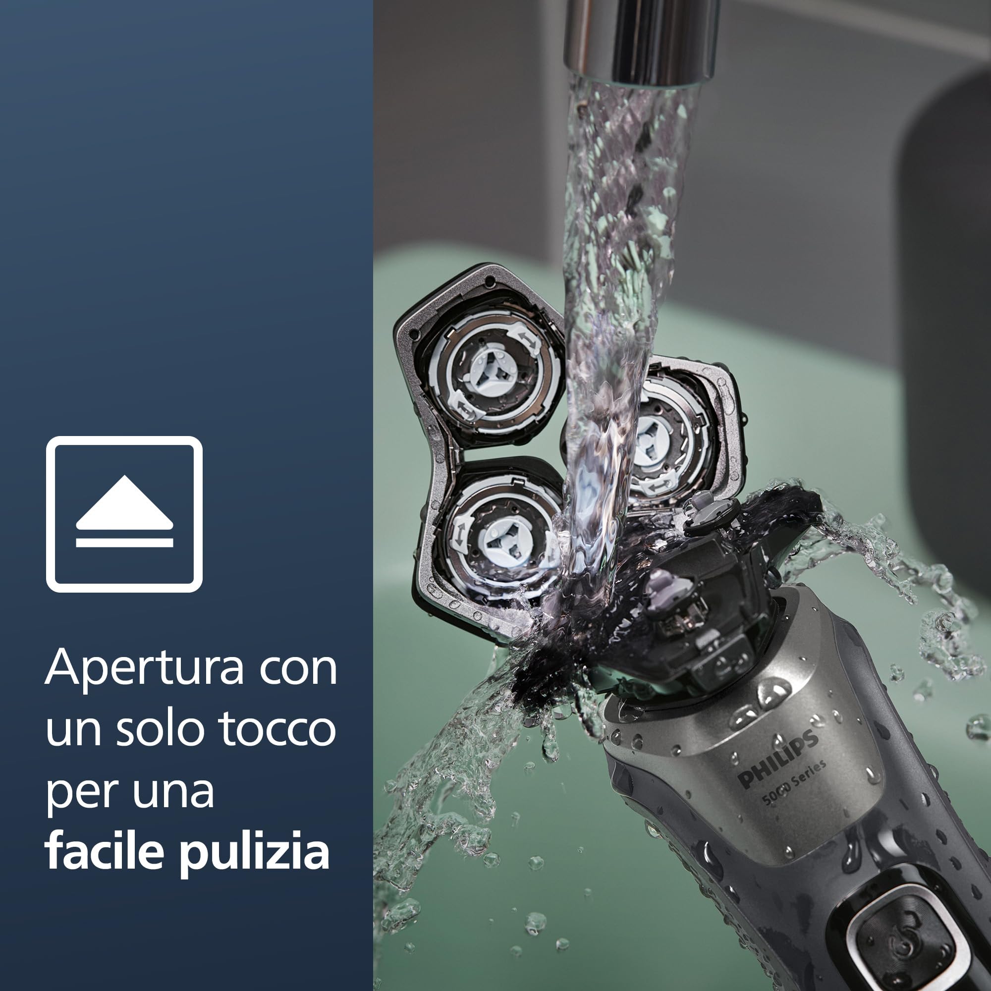 Rasoio elettrico Philips S5000 - Rasoio elettrico Wet & Dry in grigio carbonio con 1 rifinitore a scomparsa, astuccio morbido, cappuccio di protezione e supporto di ricarica (modello S5887/13)