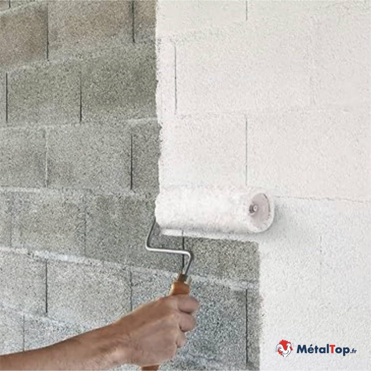 Metaltop Peinture Parpaing Ivoire Ton pierre RAL 1015-5 L Intérieur extérieur haute adhérence finition lavable