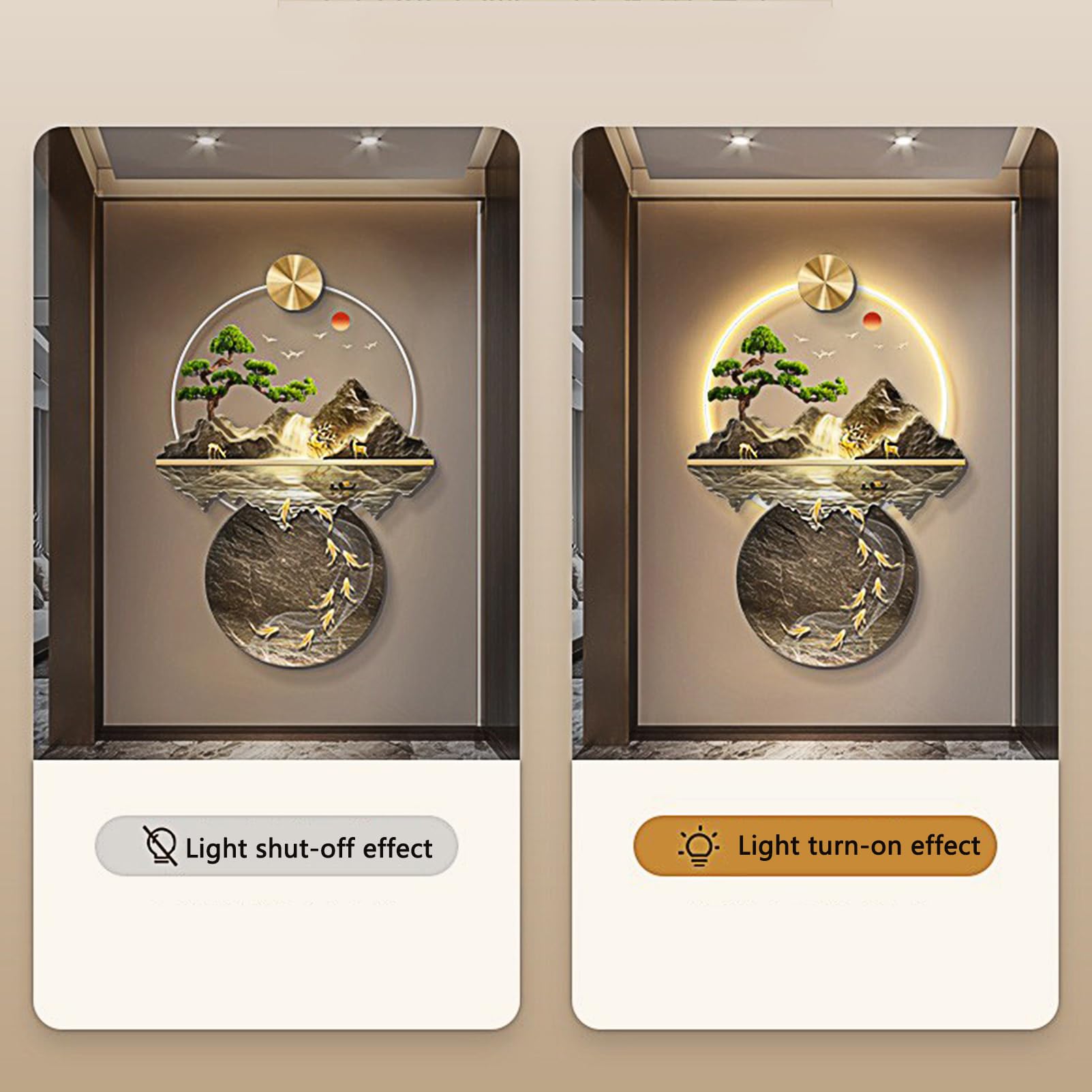 Amazon.co.jp: 3D 壁アート装飾、壁彫刻、LED ライト付き壁掛け