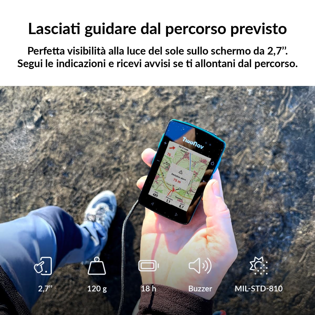 TwoNav Roc (32 GB) + Carta completa Italia TomTom, GPS con schermo da 2,7 pollici per MTB, ciclismo, gravel o bikepacking