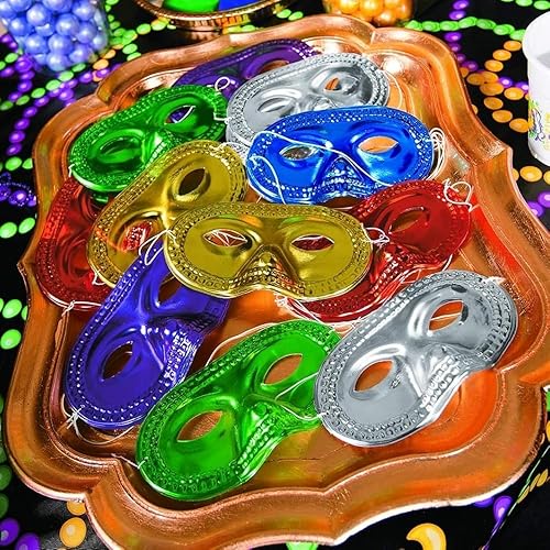 Miniatura 2 de Medias máscaras metálicas (2 docenas), 6.75", Variados