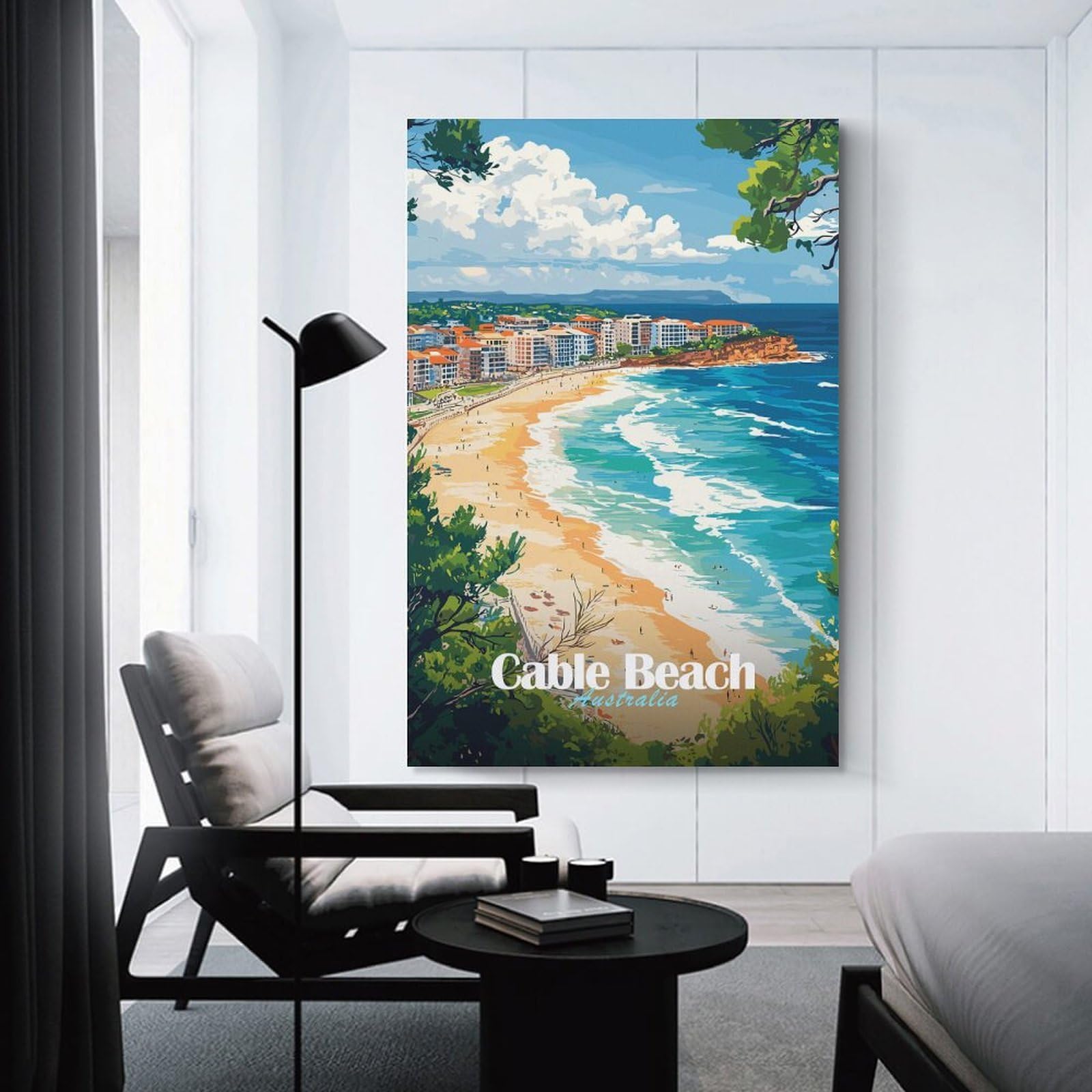 Junmoney Cable Beach Australia Room Decor Wall Art, 24x36inch(60x90cm), for Office, Study Or Home Workspace, Decorative Artwork for Productive Spaces