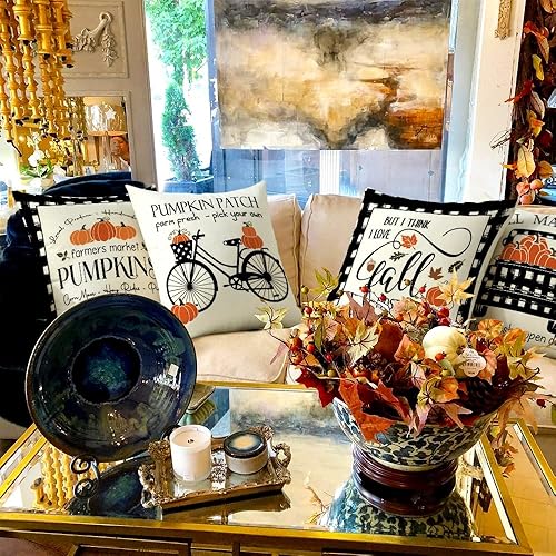 Miniatura 4 de Cirzone Juego de 4 fundas de almohada decorativas de otoño de 18 x 18 pulgadas fundas de almohada decorativas de otoño para otoño y exteriores