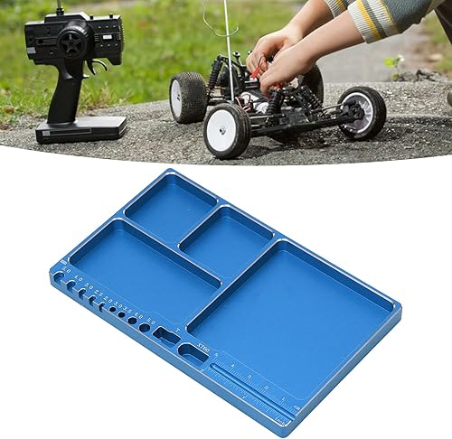 Miniatura 5 de Dilwe Bandeja de tornillos magnética de aleación de aluminio RC con almohadilla para reparación de juguetes modelo RC, kit de reparación electrónico