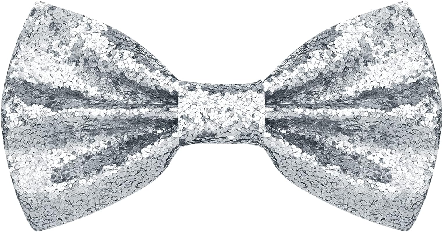 PAFUWEI Men's Pre-Tied Bow Tie, Tux Bowtie Solid Color Neck Bow Ties Adjustable Length Formal Satin Bow Tie for Wedding Party