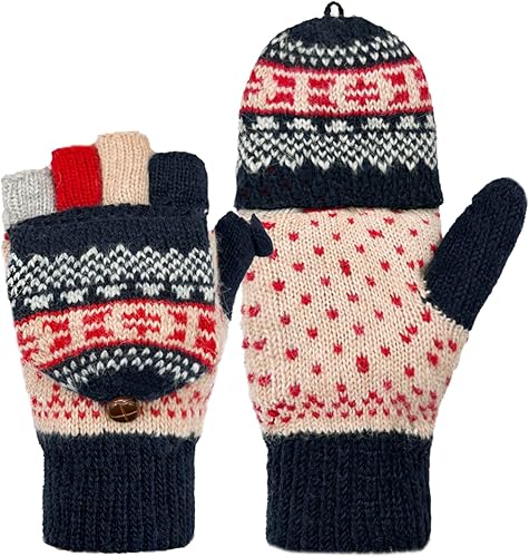 Miniatura 35 de Beurlike Guantes de invierno para mujer, de lana cálida, a prueba de viento, convertibles, sin dedos Negro