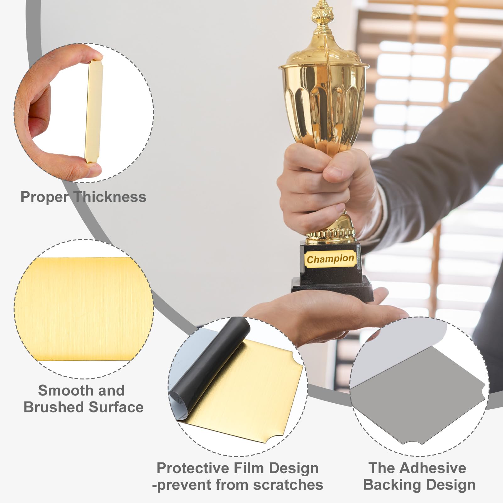 PATIKIL Gravierte Namensschilder 36 Stück 15.2 x 6.3 cm Bilderrahmenschild Kunstetikett Personalisiertes Namensschild Trophäenplakette Mit Klebebeschichtung Für Lasergravur DIY Bastel