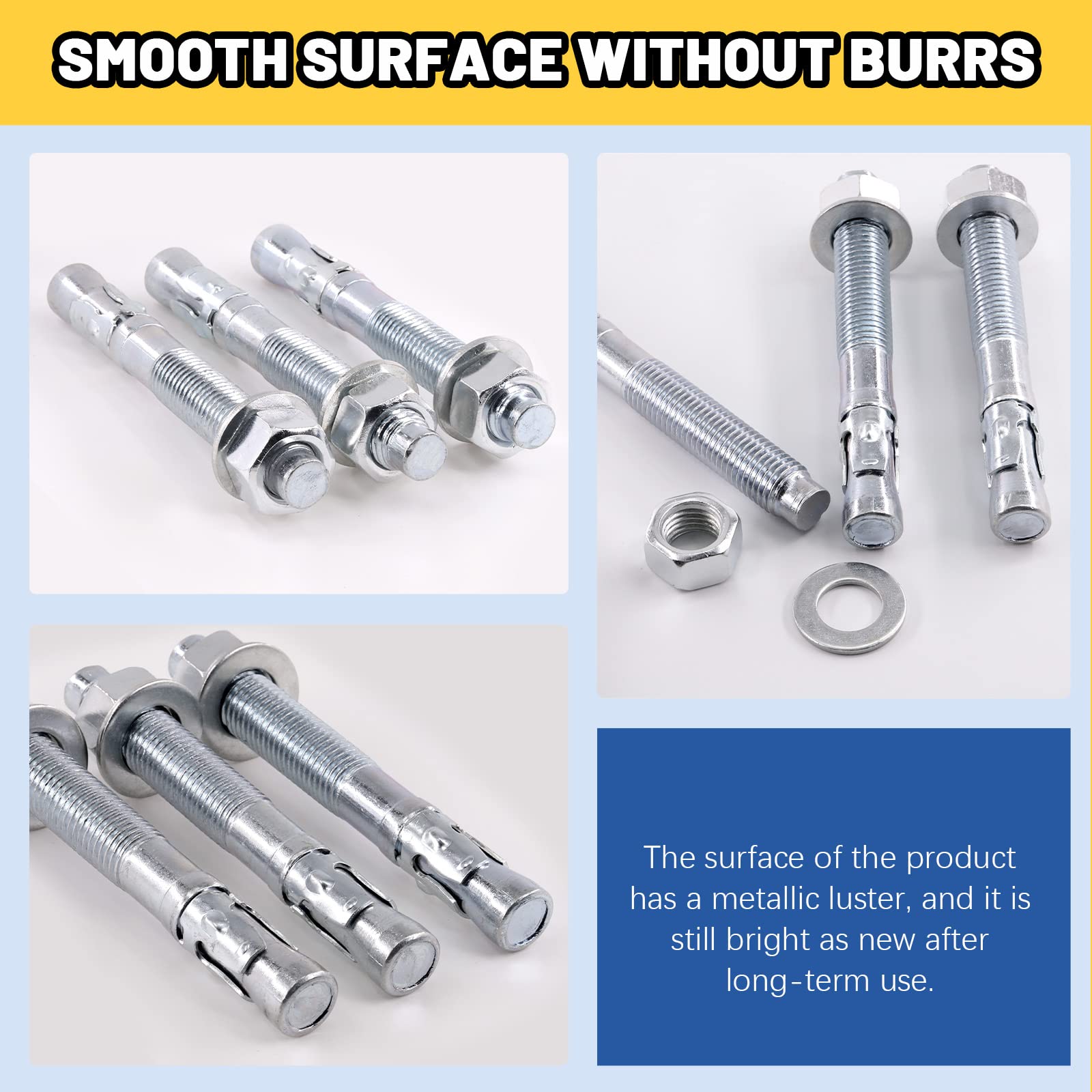 Glarks 6Pcs 3/4 "x 6-1/4" cuneo ancoraggio zincato resistente fissaggio per calcestruzzo