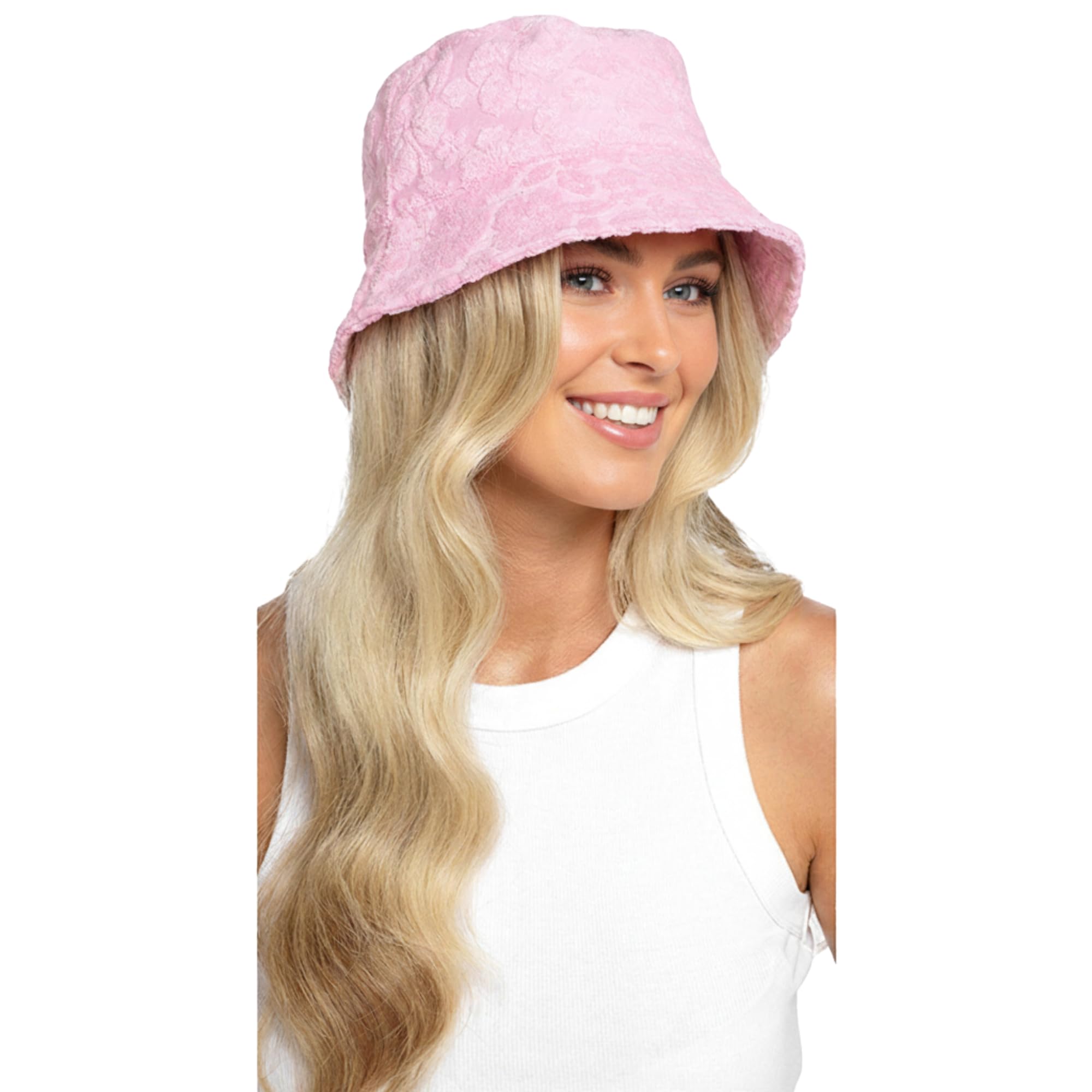 A2Z Womens Embossed Textured Bucket Hat Summer Foldable - Bucket Hat AZ4668 Pink S/M