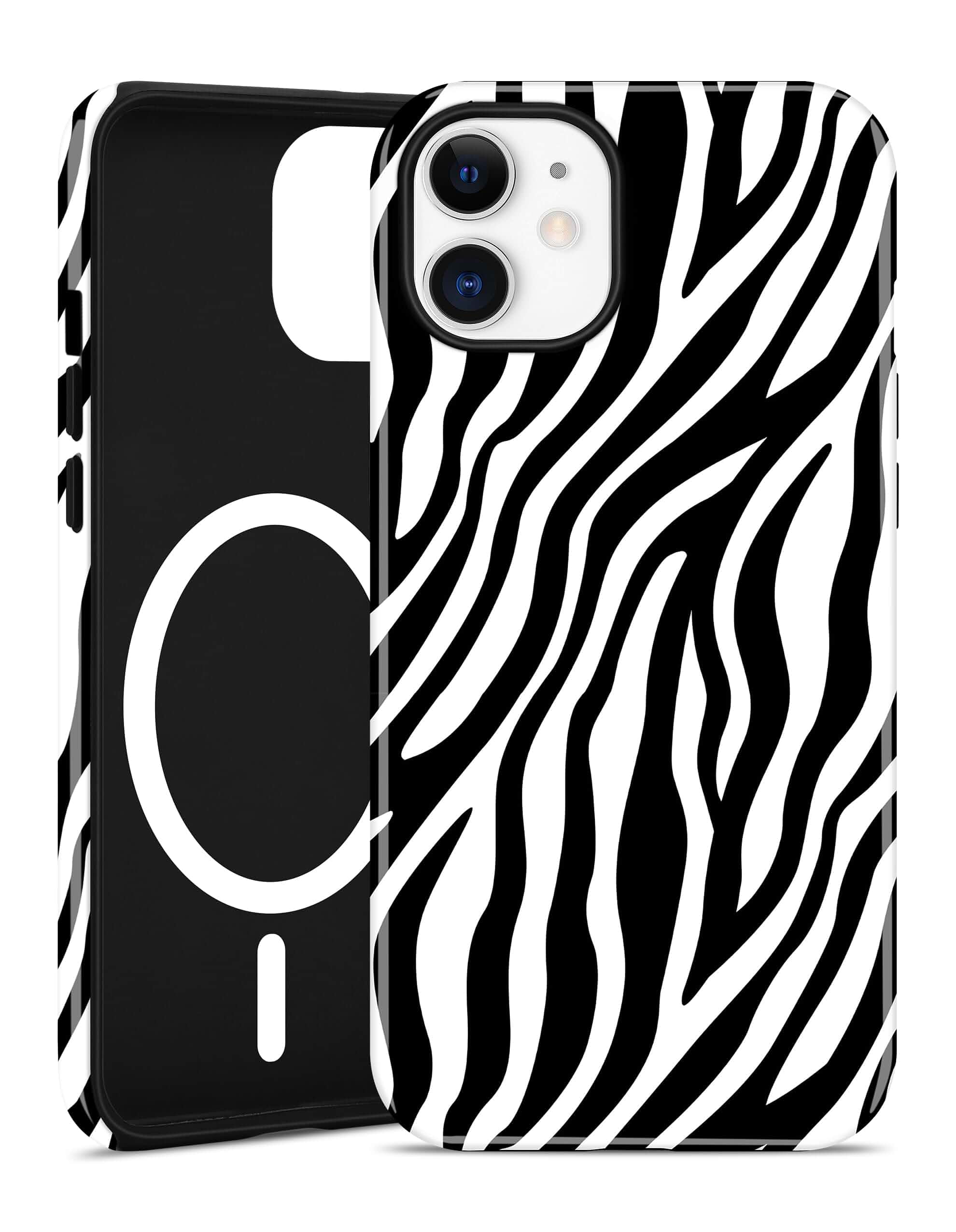 Magnetic Zebra Print Case for iPhone 11, Black White Compatible with MagSafe, Cute Animal Aesthetic, TPU and PC Shockproof Protective Phone Cover for Women Girls Boys