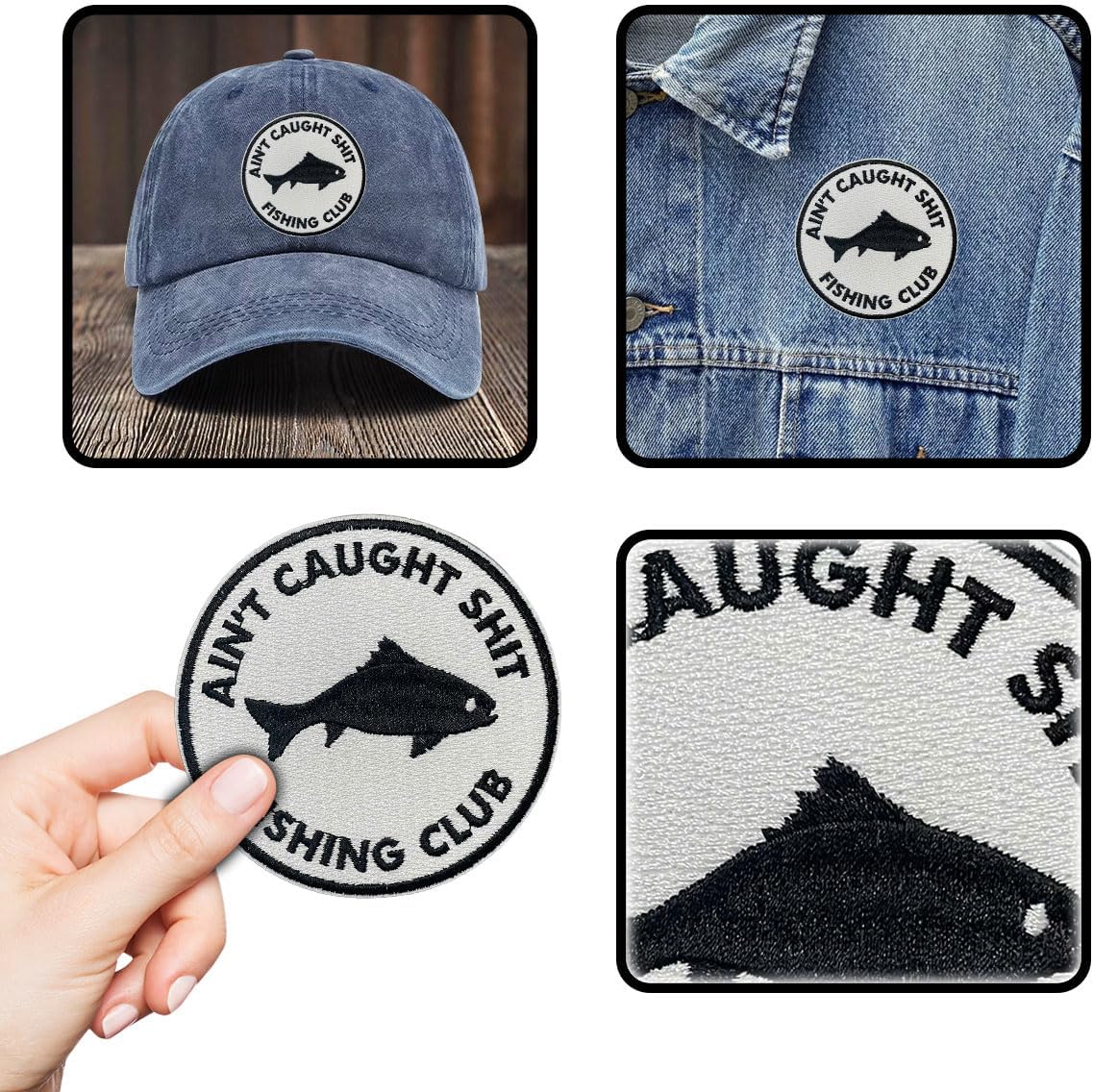Ain’t Caught Shit Fishing Club Patch, Fishing Club Patches, Funny Fisherman Fishing Embroidered Patch 3" for Jacket, Hat, Boat Bag, Tackle Backpack, Vest, Outdoor Gear image 5