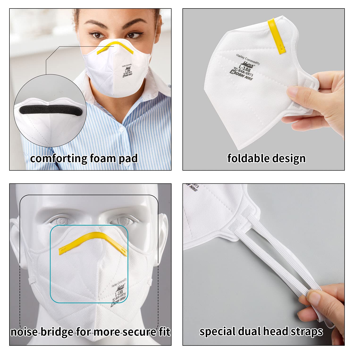 N95 Mask USA NIOSH Approved, 10Pack Breathable N95 Face Masks, Genuine