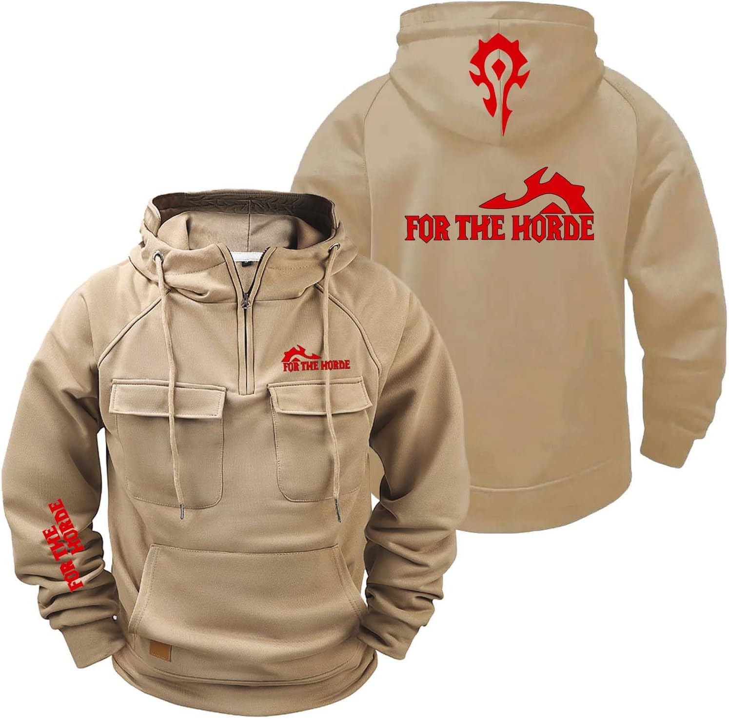 Men's Hoodie Active Jacket for The H.or.d.e Print Coat Long Sleeve Tracksuit Half Zip Pullover Hoody Hooded Sweatshirts Plain Comfort Outwear Tops