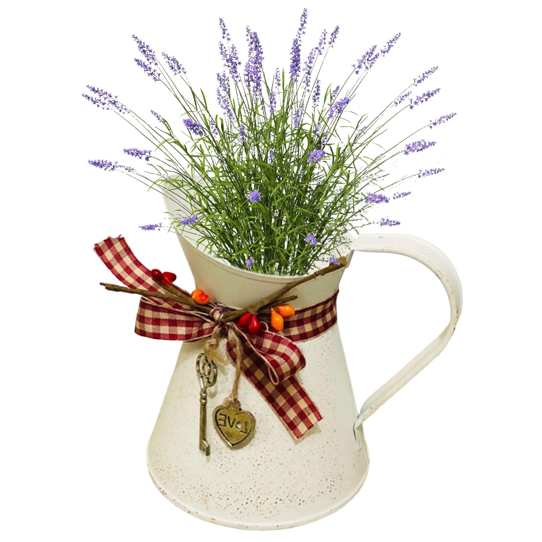 Uanqfegy Rustic Flower Vase Small Metal – Shabby Chic Milk Jug Vase Planter for Home Kitchen Bathroom Decoration, Beige