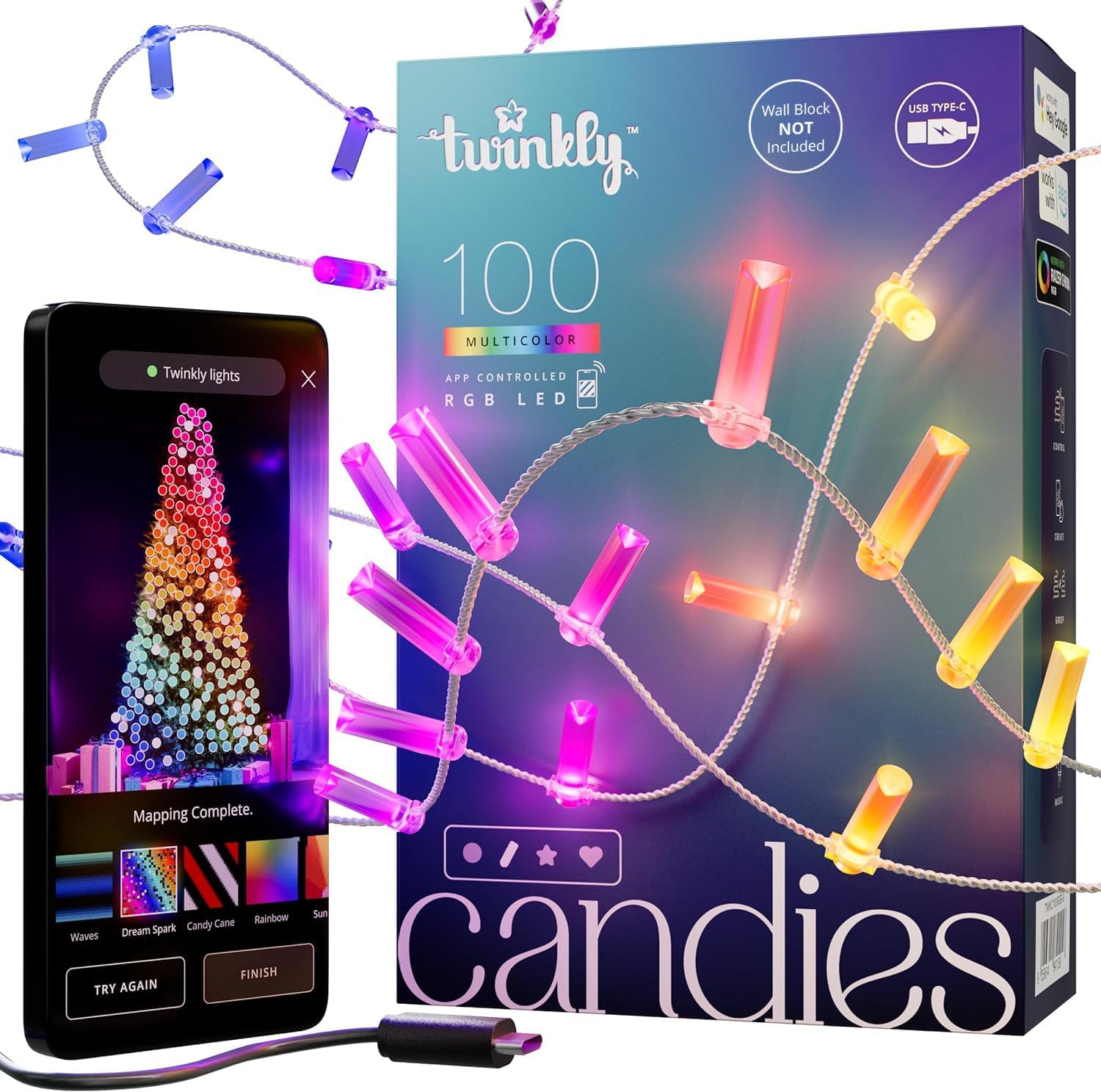 Twinkly Strings Candle 100 LED, CandleShaped LED Light