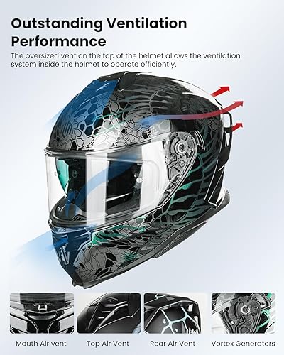 Miniatura 4 de ILM - Cascos de motocicleta con certificación DOT y ECE, con visera doble, para carreras callejeras, de cara completa, para deportes motorizados,