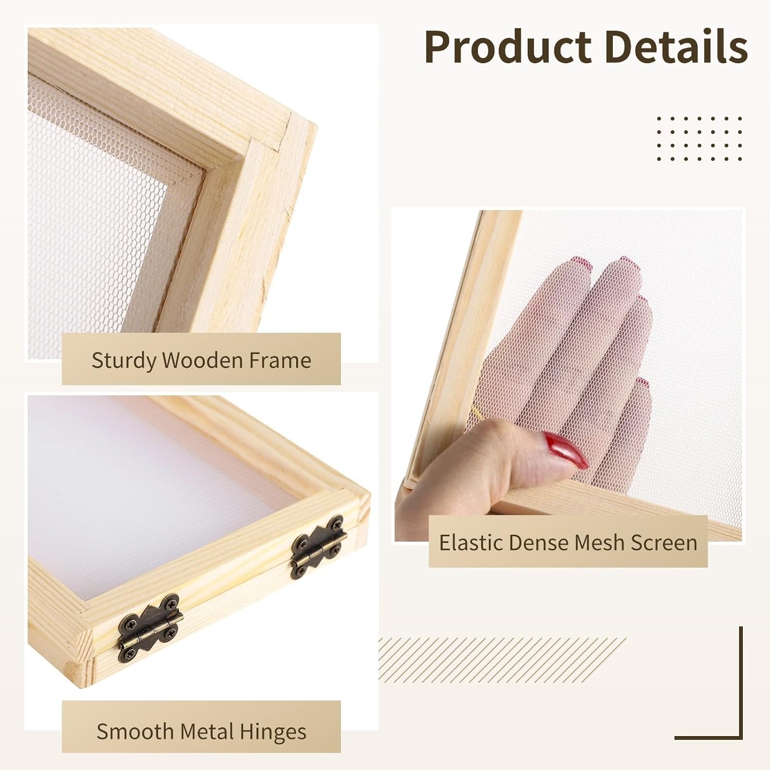 10 Pcs Papermaking Frames, Wooden Mould Deckles for DIY Paper Crafting, 7.1×4.9×0.9 Inches, Craft Kit