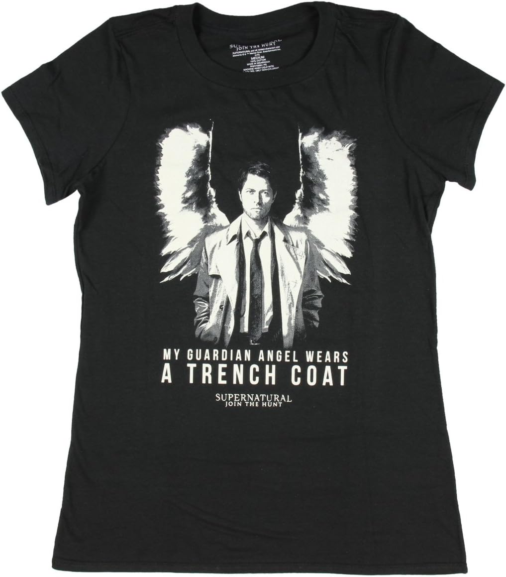 Laugh Dusk Supernatural Castiel Guardian Angel Girls T-Shirt Large