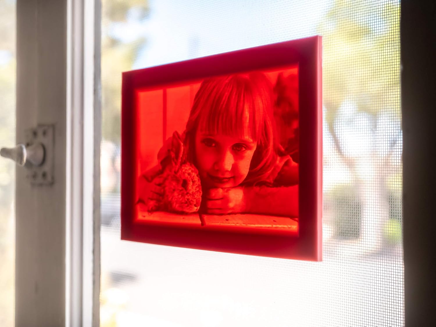 Personalized Custom Lithophane Photo Window Art - Upload Your Own Photo - Adhesive Included (Blue, 8x8)
