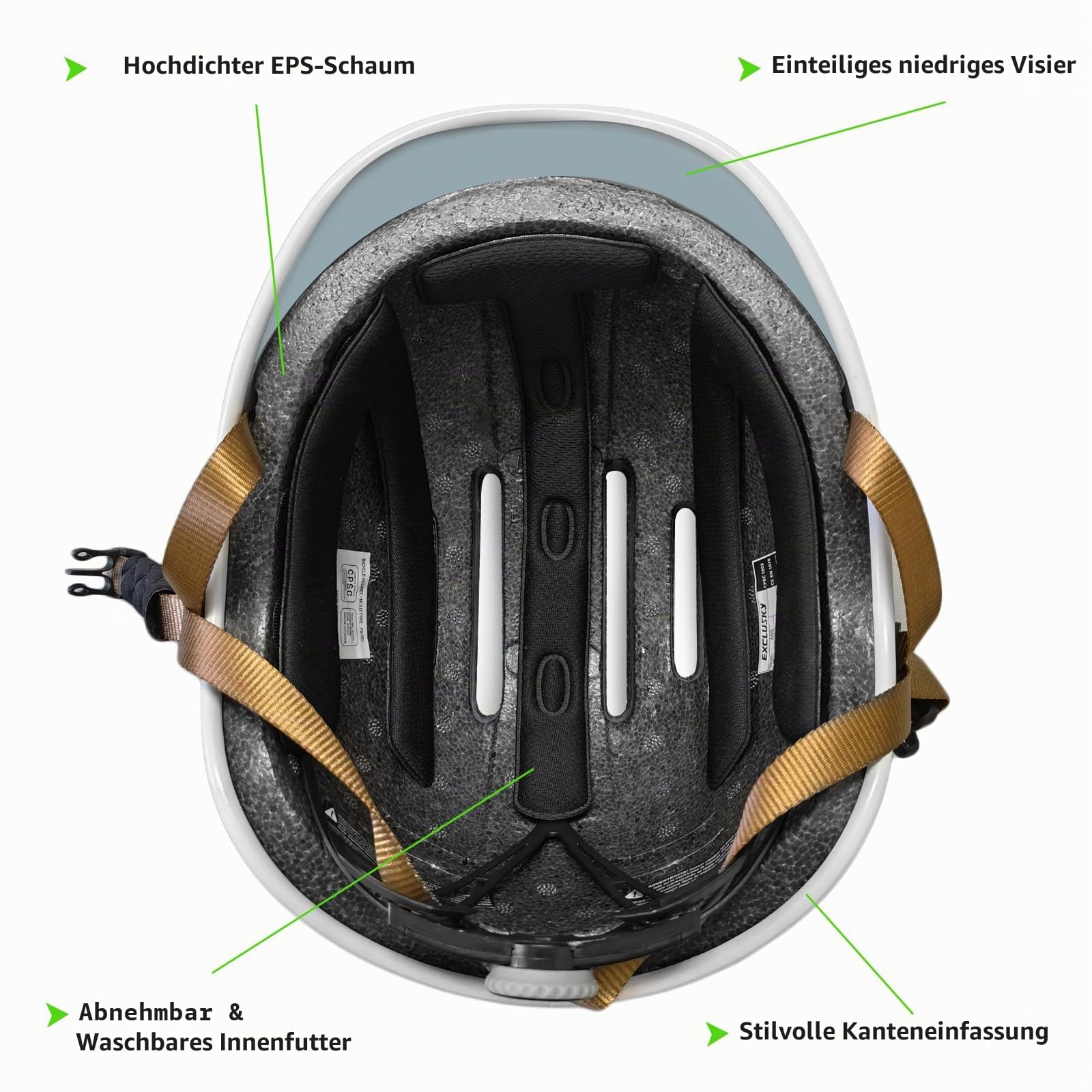 Exclusky Fahrradhelm für Herren, mit tiefem Visier, Fahrradhelm für Damen, Fahrradhelm für Streetscooter, Radfahren (56-61 cm)