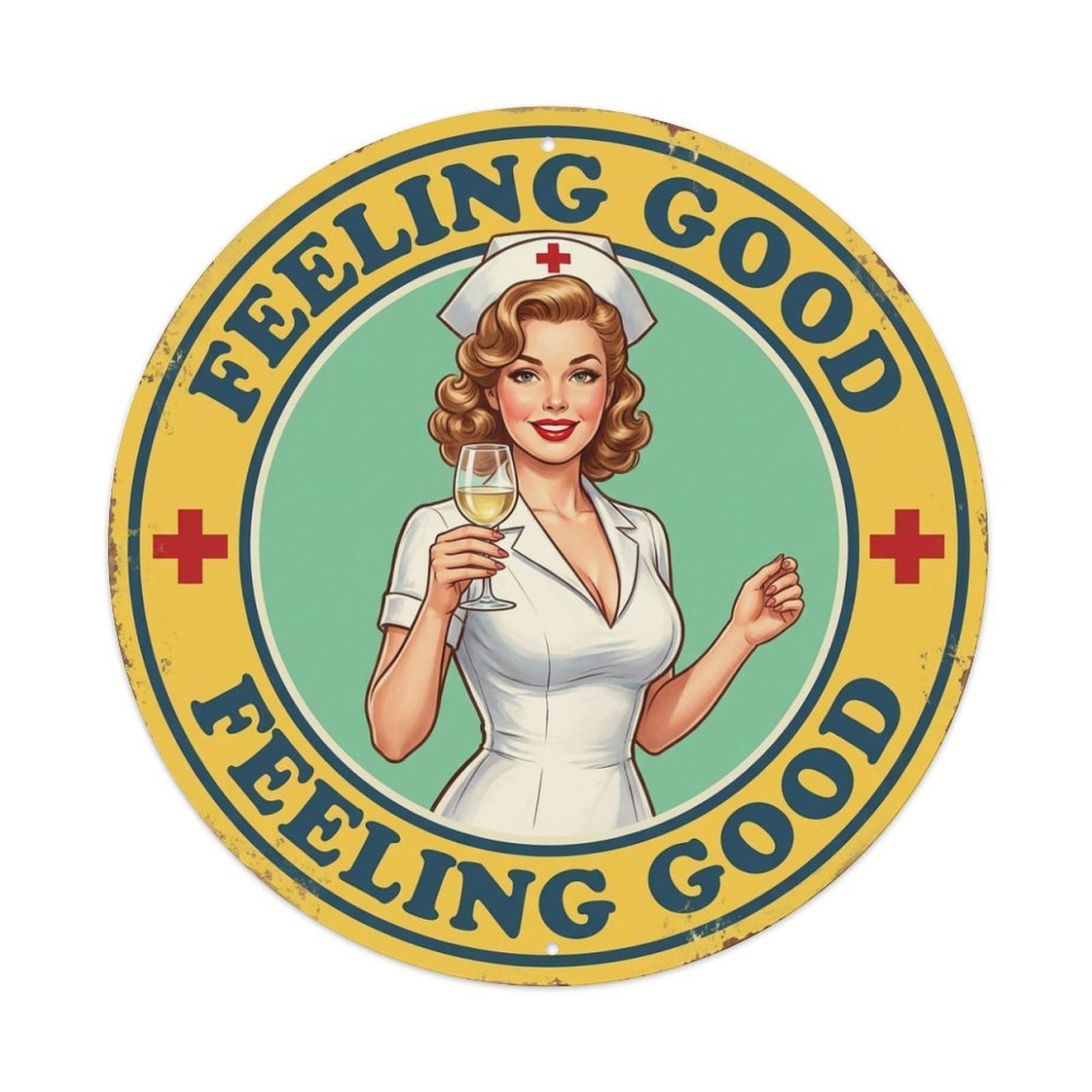 Feeling Good Nurse Coffee Cup Wellness Quote Metal Tin Sign
