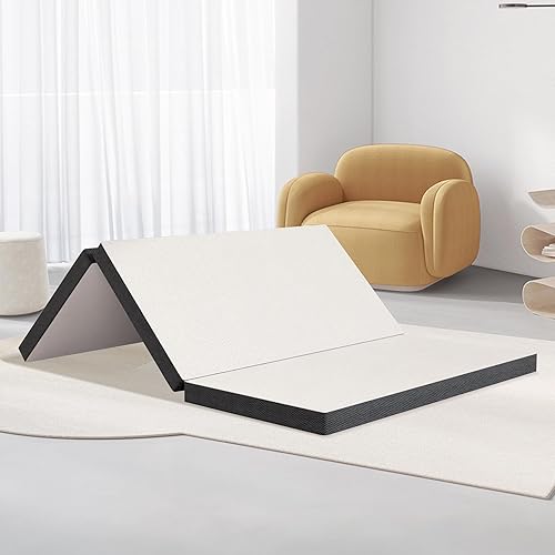 Folding Mattress,Tri Fold Memory Foam Mattress,Portable Foldable Mattress Topper with Washable Cover,Non-Slip Bottom for Camping,Guest
