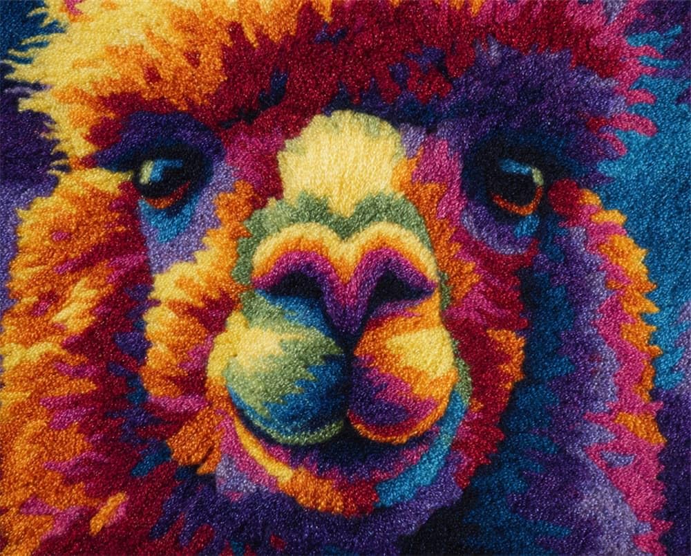 Kitquiver Rug Kits for Adults Latch Hook Printed Alpaca DIY Crafts Crochet Yarn Handmade Embroidery with Printed Canvas Needlework for Home Decor 15X20In