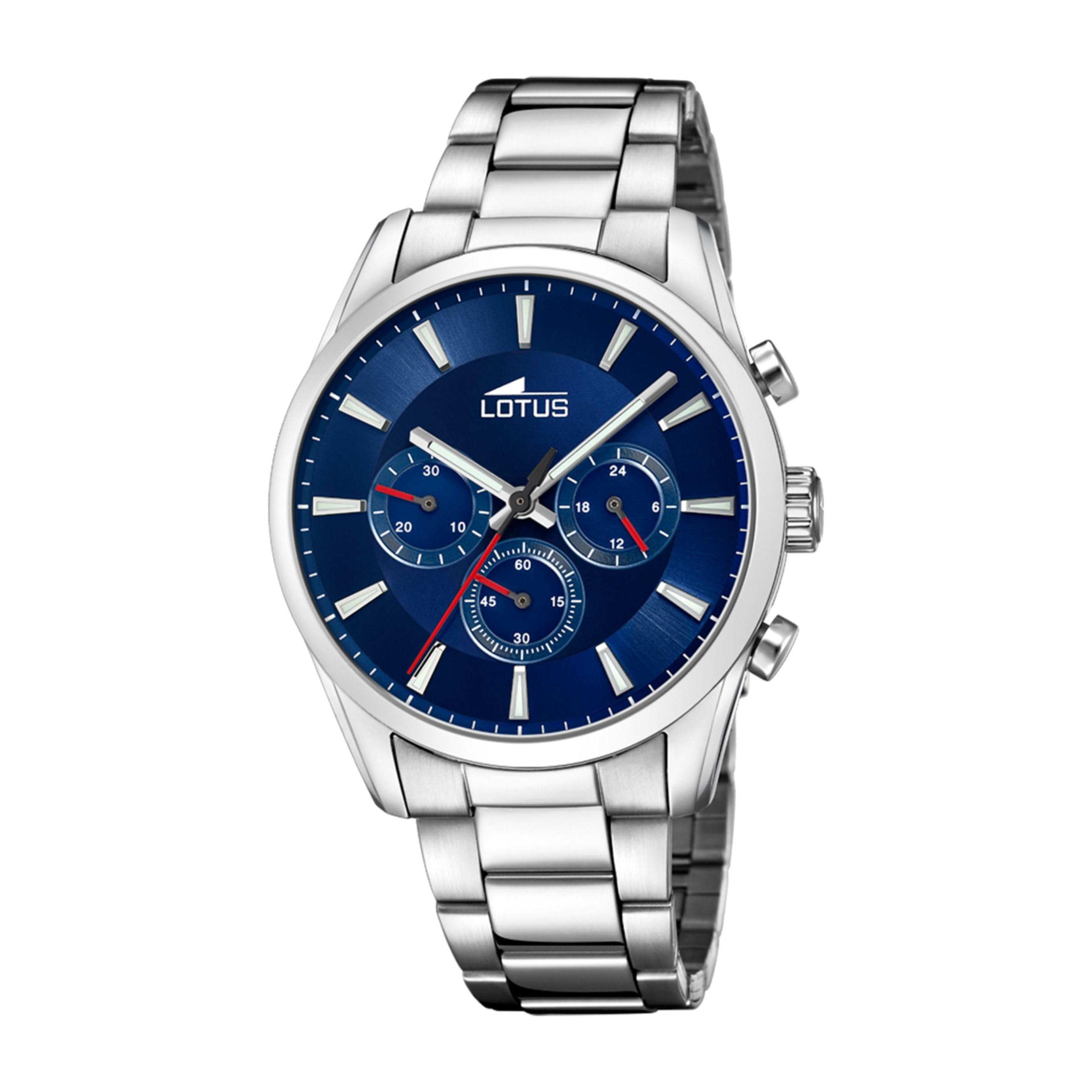 LOTUS Orologio Uomo Analogico Acciaio Inox 316L Argento - Quarzo - Cronografo - Vetro Minerale - Impermeabile 5 ATM 18579/1 Special Prices