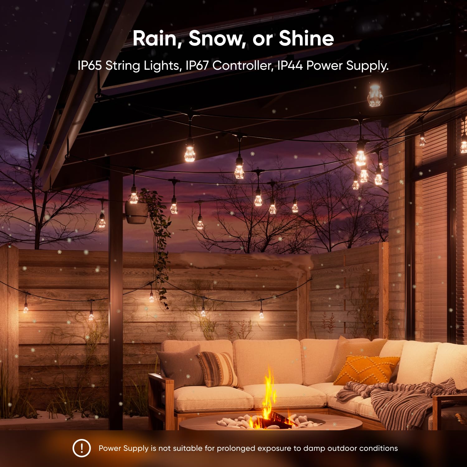 Nanoleaf Essentials Matter inteligentne wielokolorowe zewnętrzne łańcuchy świetlne rozszerzenie z adresowalnymi żarówkami LED RGBICW, białe i zmieniające kolory, Wi-Fi + Bluetooth, wodoodporność IP 65