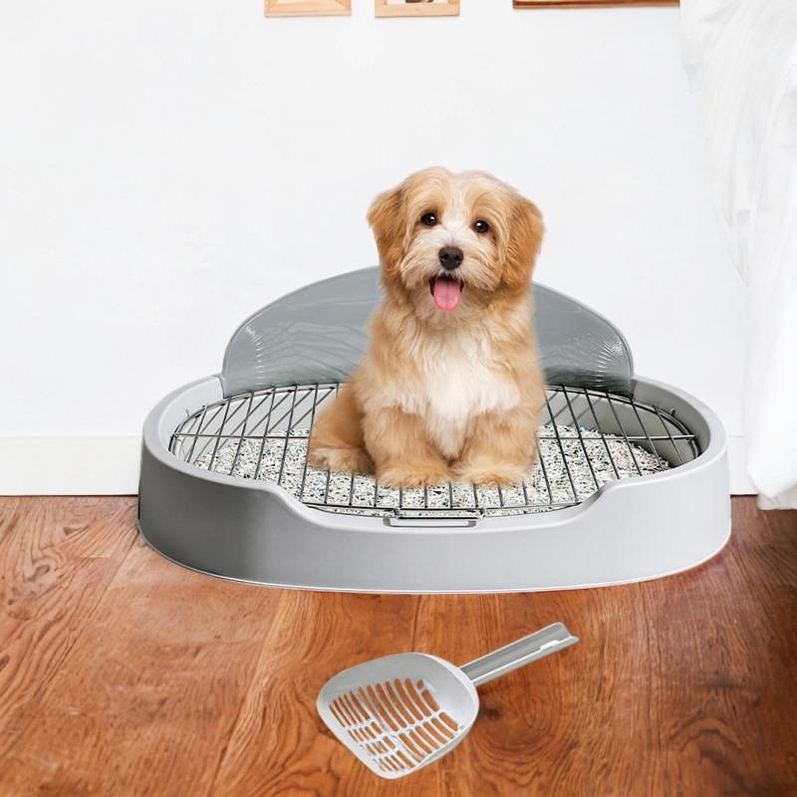 Generic Dog Toilet Litter Box Dogs Potty Tray Pet Litter Pan Cleaning Tool,Reusable,Pet Pee Toilet,Training Corner,for Small Dogs, Grey, 15mm