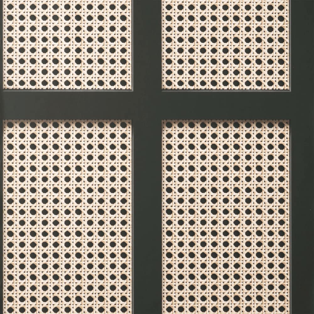 Yöl Black-Sample Sample Black Cane Wood Panel Wallpaper Wicker Rattan Modern Contemporary