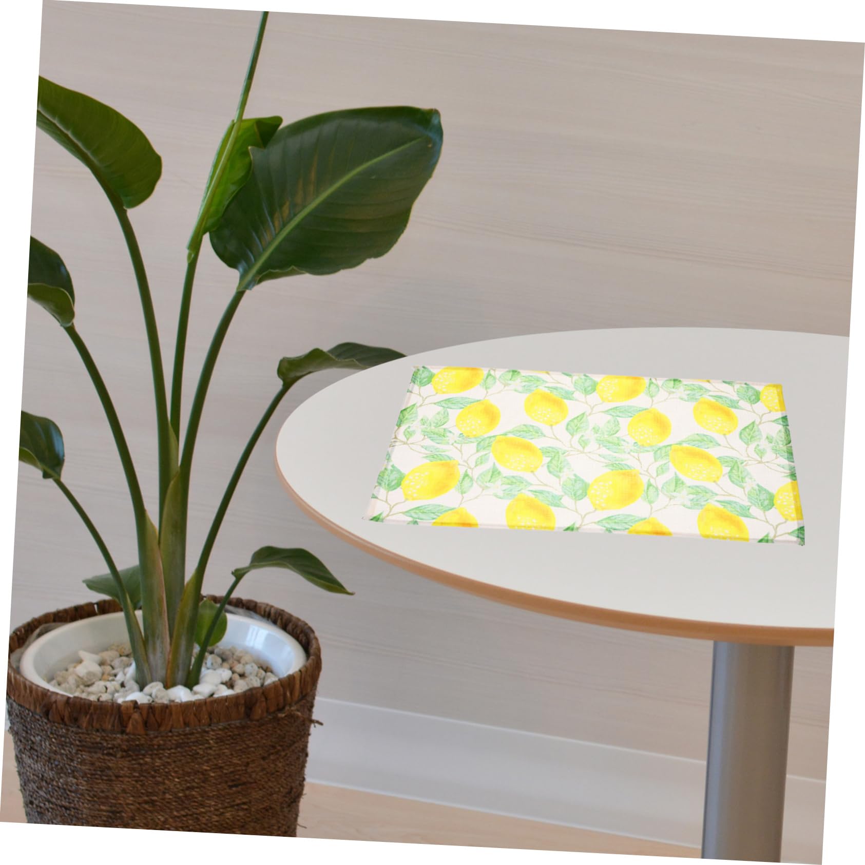 PRETYZOOM 8 Piezas Mantel Individual De Hoja De Limón Salvamanteles Impermeables Esteras De La Taza Manteles Individuales Mantel Individual Antideslizante Mantel Sencillo Lino De Poliéster