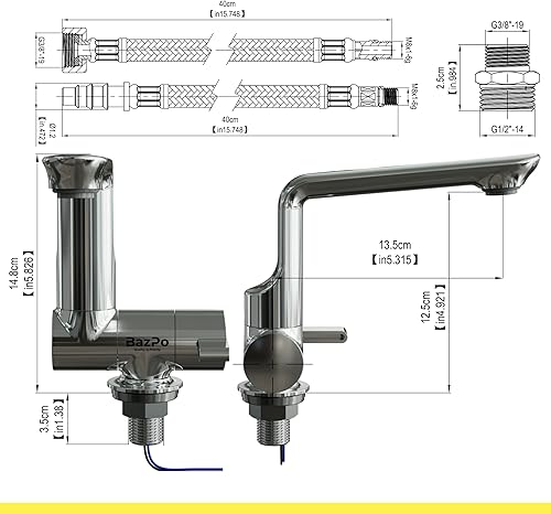 Miniatura 2 de Grifo de agua de 12 V con microinterruptor Grifo de cocina RV de latón macizo (5 bares) Grifo eléctrico de agua de 12 voltios con interruptor