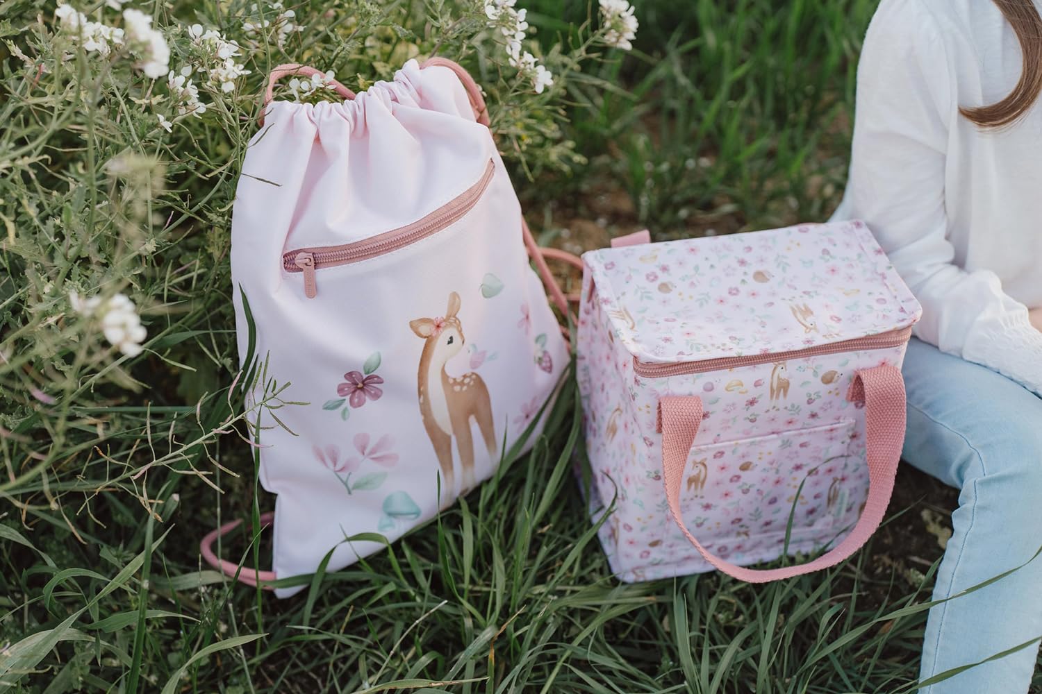 Little Dutch Bolsa térmica para almuerzo para niños, niñas, rosa con flores, ciervo - Jardín de hadas