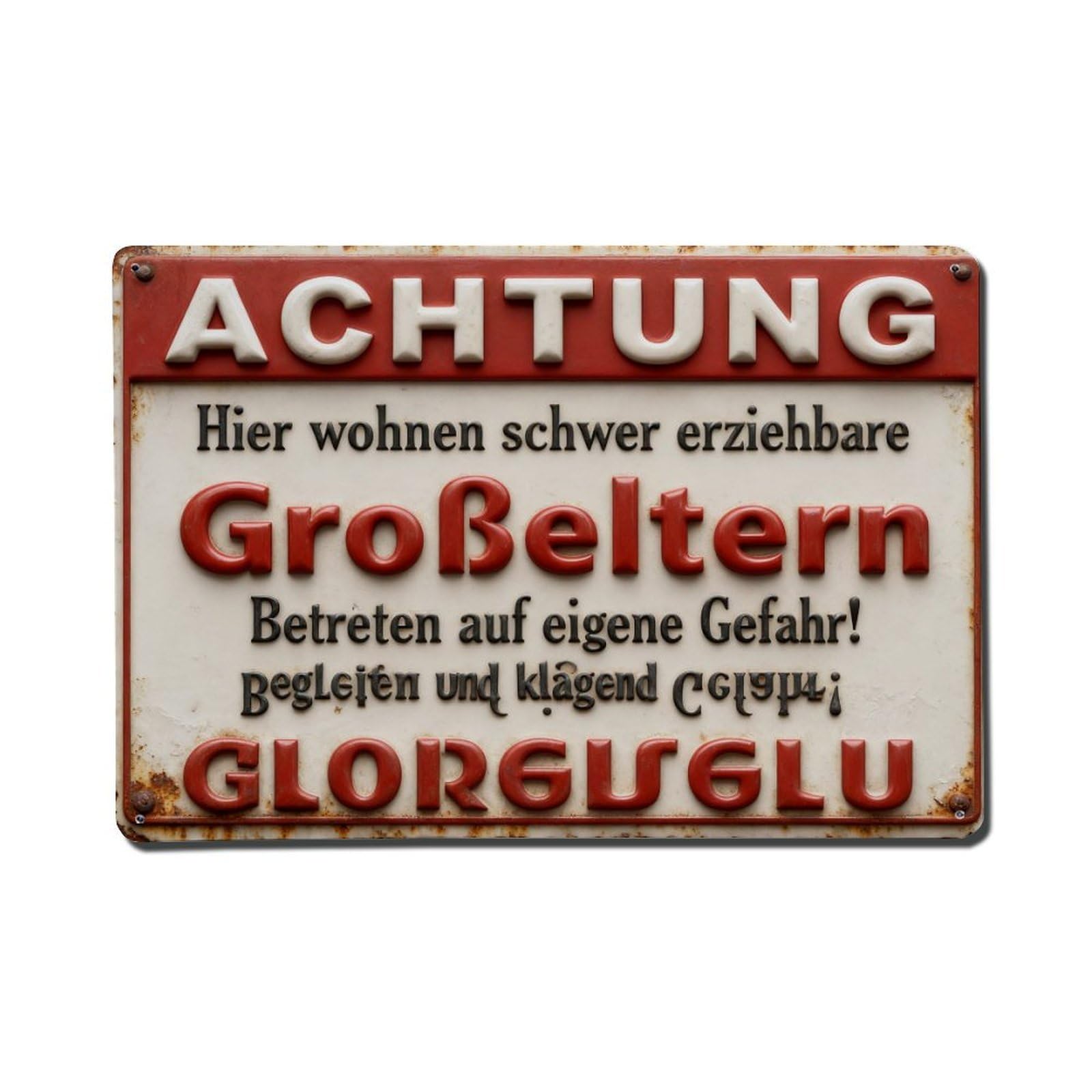Attention Here Live Hard-to-Raise Grandparents Enter at Your Own Risk Glorglglu Metal Tin Sign Plaque