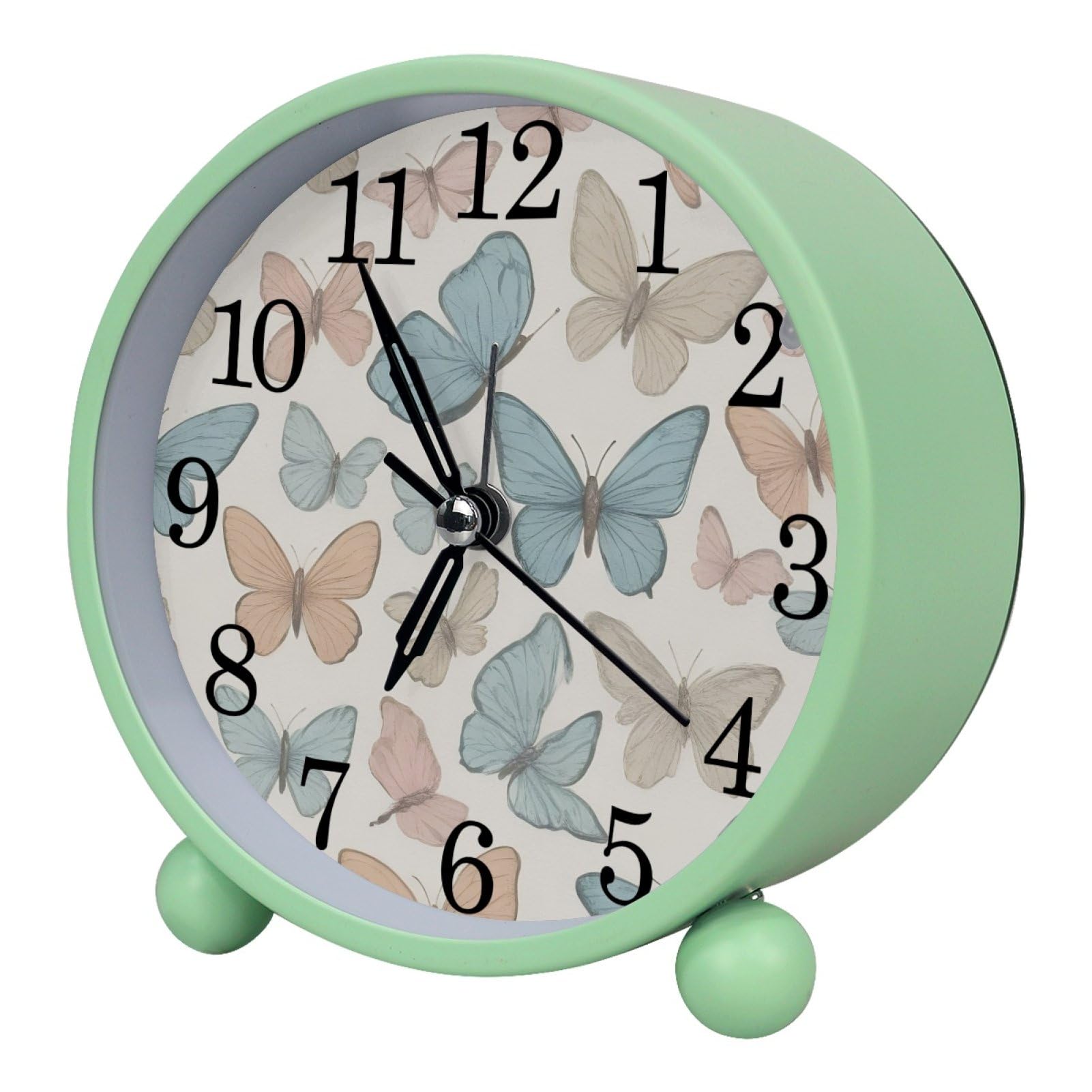 etoenbrc Watercolor Butterflies Alarm Clock,Small Battery Operated Clock, Slient Plastic Table Clock for Living Room Bedroom and Office Decor