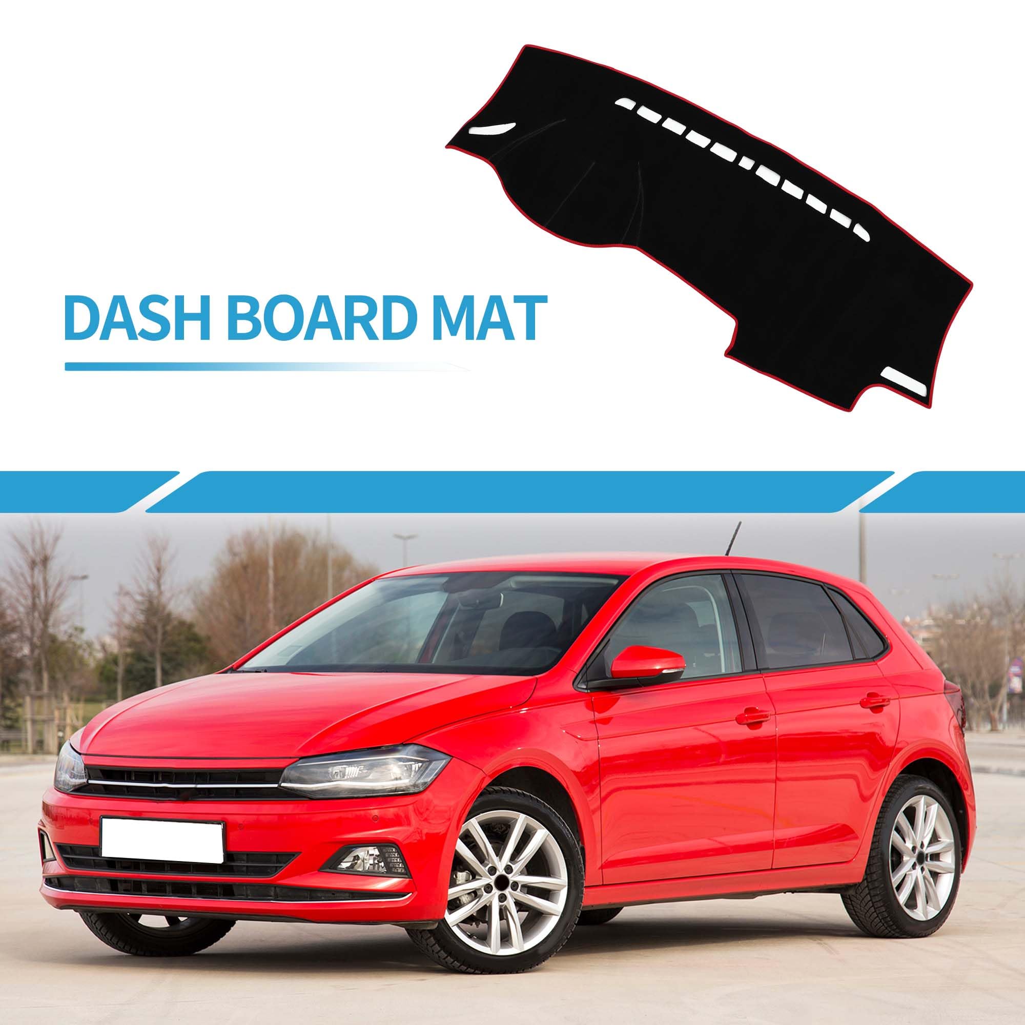A ABSOPRO Copri Cruscotto per Auto Copertura Cruscotto Tappetino Antiscivolo per Volkswagen Golf 7 2013-2018 Poliestere Nero Rosso