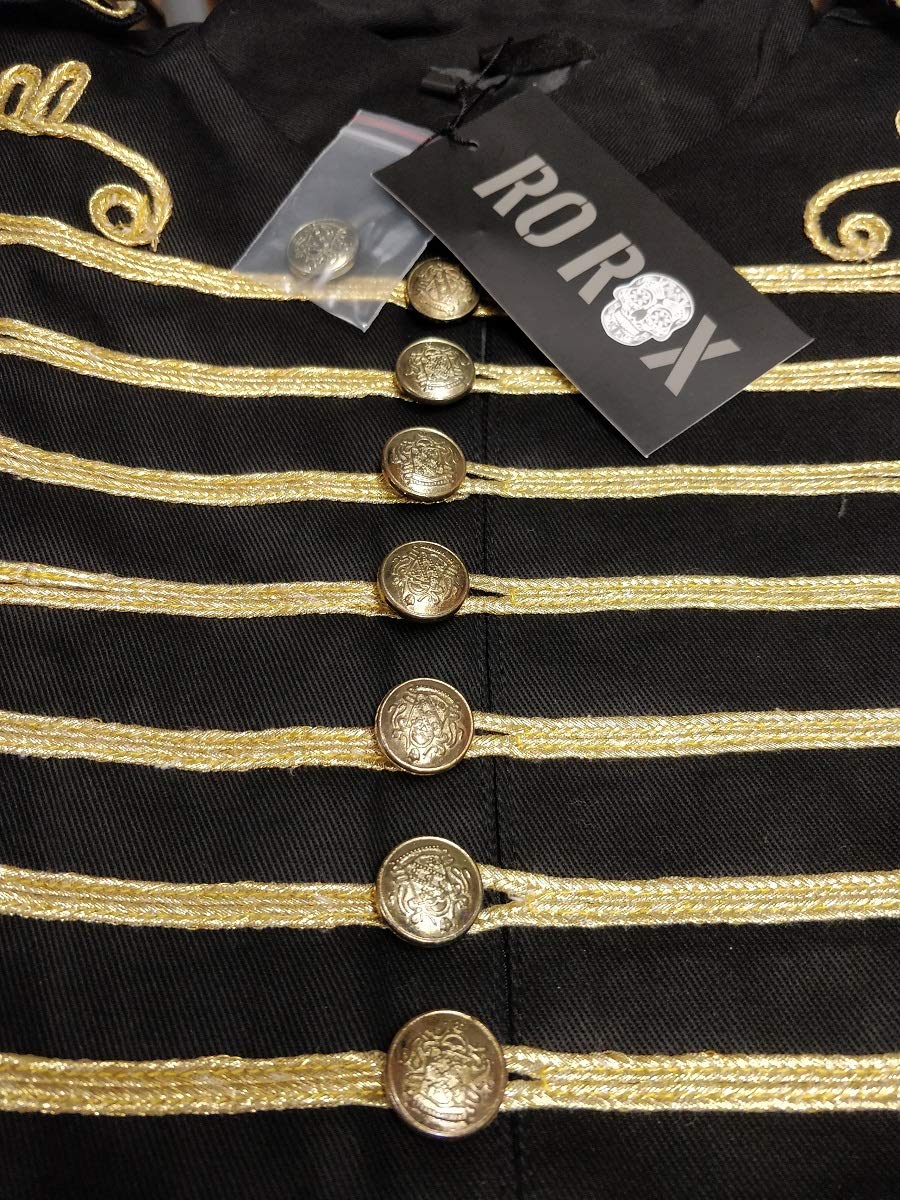 Ro Rox Herren Punk Militär Schlagzeuger Ärmellos Parade Jacke