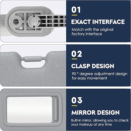 Miniatura 8 de Parasol lateral para conductor y pasajero compatible con Hyundai Elantra 2011 2012 2013 2014 2015, repuesto para 852103X000TX, 852203X000TX Beige,