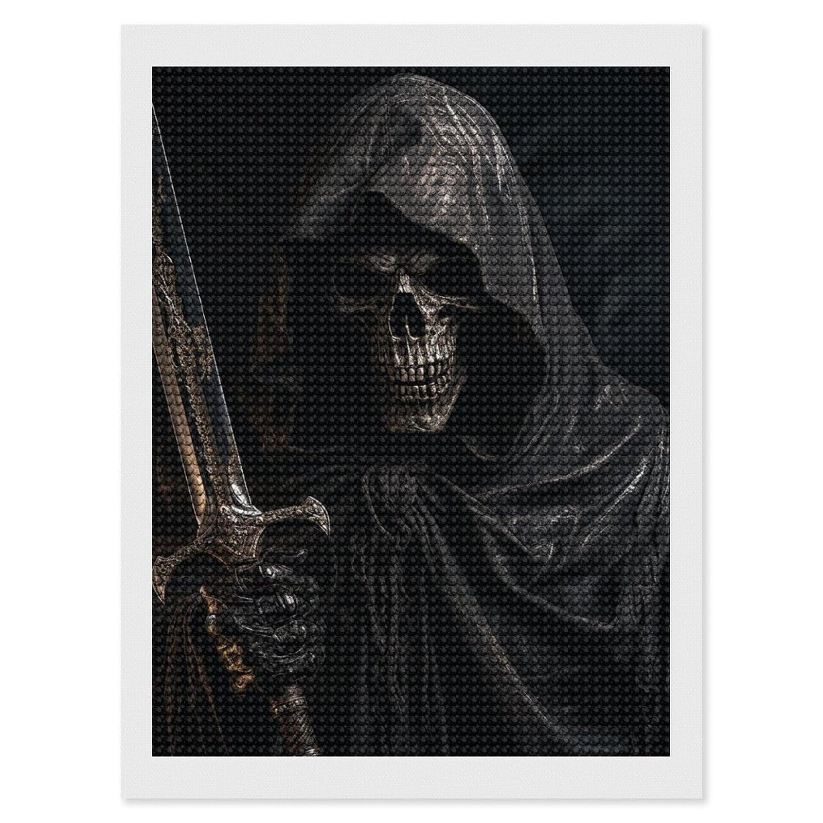 Skeleton in Robe Diamond Art Kits for Adults, DIY 5D Diamonds Painting Kits for Beginner, Round Full Drill Diamond Dots Painting, Diamonds Pictures Gem Art and Crafts Wall Decor 12"x16"