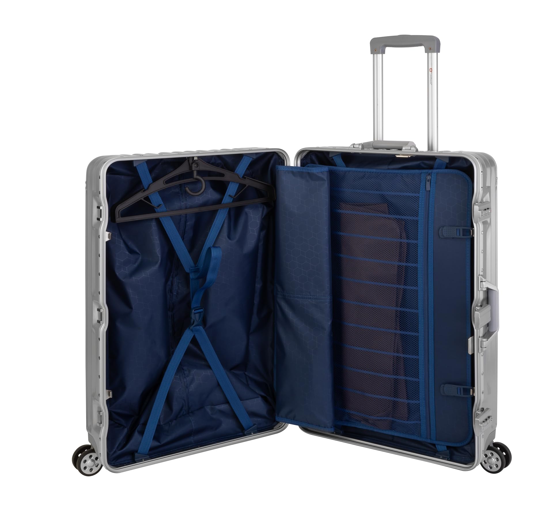 Travelhouse London Kofferset Silber S-55cm, L-75cm · Aluminium-Rahmen · Polykarbonat Hartschale · Handgepäckkoffer +Reisekoffer · Vol. S-44L · L-108L 4X Silent Move Doppelrollen 2X TSA Schloss