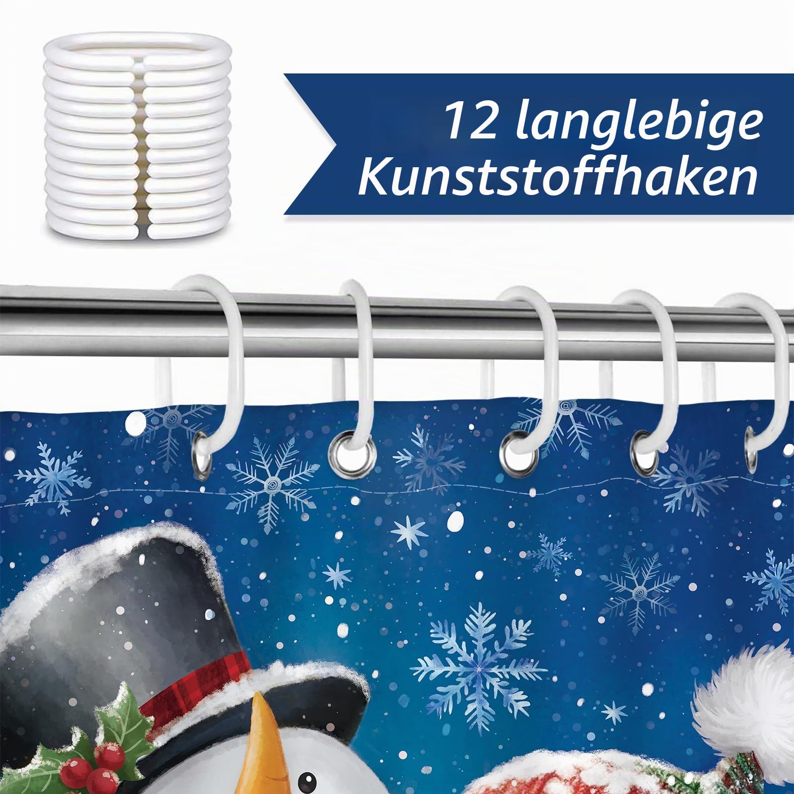Dazzlewall Schneemann Weihnachten Winter Duschvorhang Bad Anti-Schimmel
